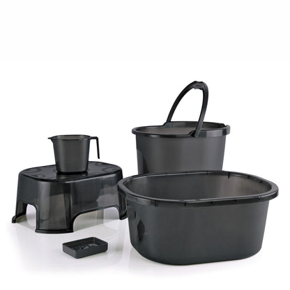 Varmora Oval Balti Accessories Jr. Set - 5 Pcs Bathroom Set with Bucket, Tub, Stool, Mug & Soap Dish, 100% Virgin Plastic