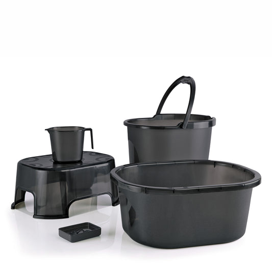 Varmora Oval Balti Accessories Jr. Set - 5 Pcs Bathroom Set with Bucket, Tub, Stool, Mug & Soap Dish, 100% Virgin Plastic