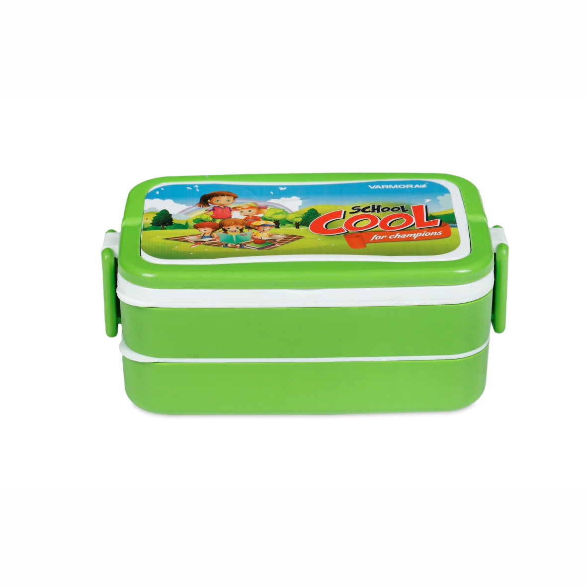 Varmora Flat Lunch Box - Printed Insulated Lunch Box with Handle, 100% Virgin Plastic, Food Grade & Leak Proof