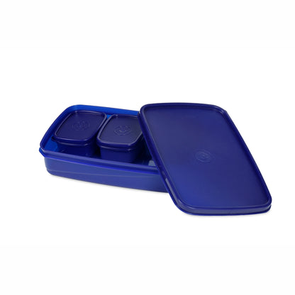 Varmora Xtra Fresh - Rectangular Lunch Box with Small Container, 100% Virgin Plastic, Food Grade & Leak Proof