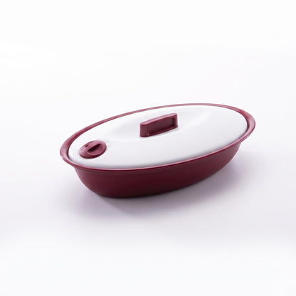 Varmora Oval Server - Insulated Serving Dish with Steam Vent Lid, 100% Virgin Plastic, Microwave Safe