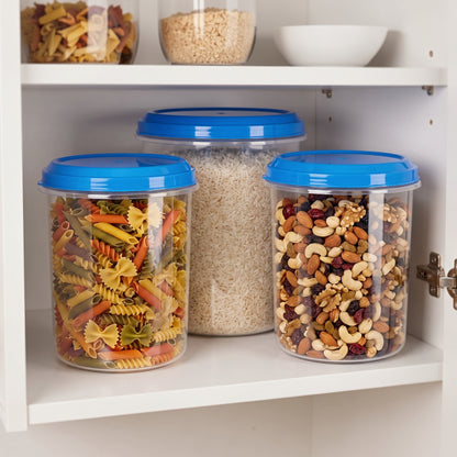 Varmora Glory - Set of 3(5,7,10 Ltr), Plastic Containers With Air-Tight Lid, For Storing Atta, Flour & Rice, Transparent Design, BPA Free 100% Food-Grade Plastic