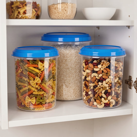 Varmora Glory - Set of 3(5,7,10 Ltr), Plastic Containers With Air-Tight Lid, For Storing Atta, Flour & Rice, Transparent Design, BPA Free 100% Food-Grade Plastic