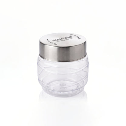 Varmora SS Store N Stack - Plastic Container For Kitchen, Air-Tight Steel Lid, Ideal for Storing Daal, Spices & Condiments, 500 ML, Set of 3