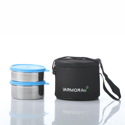 Varmora SS Executive Lunch - 2 Tier Stainless Steel Lunch Box with Insulated Bag, Food Grade & Leak Proof