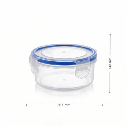 Varmora Clamp It - Transparent Round Plastic Container, Set of 3 – 230 ML, Air-Tight Lid, Stackable & BPA Free, Food-Grade Material
