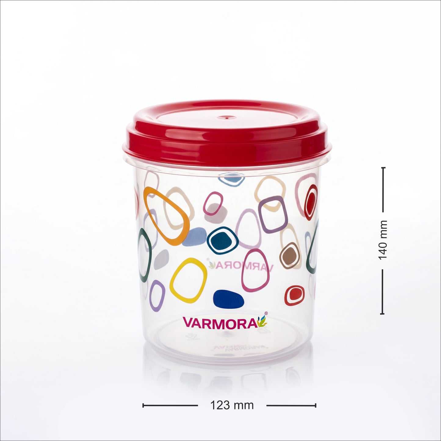 Varmora Glory Container Printed - Set of 3 (1 Ltr), Plastic Containers With Air-Tight Lid, For Storing Atta, Flour & Rice, Transparent Design, BPA Free 100% Food-Grade Plastic