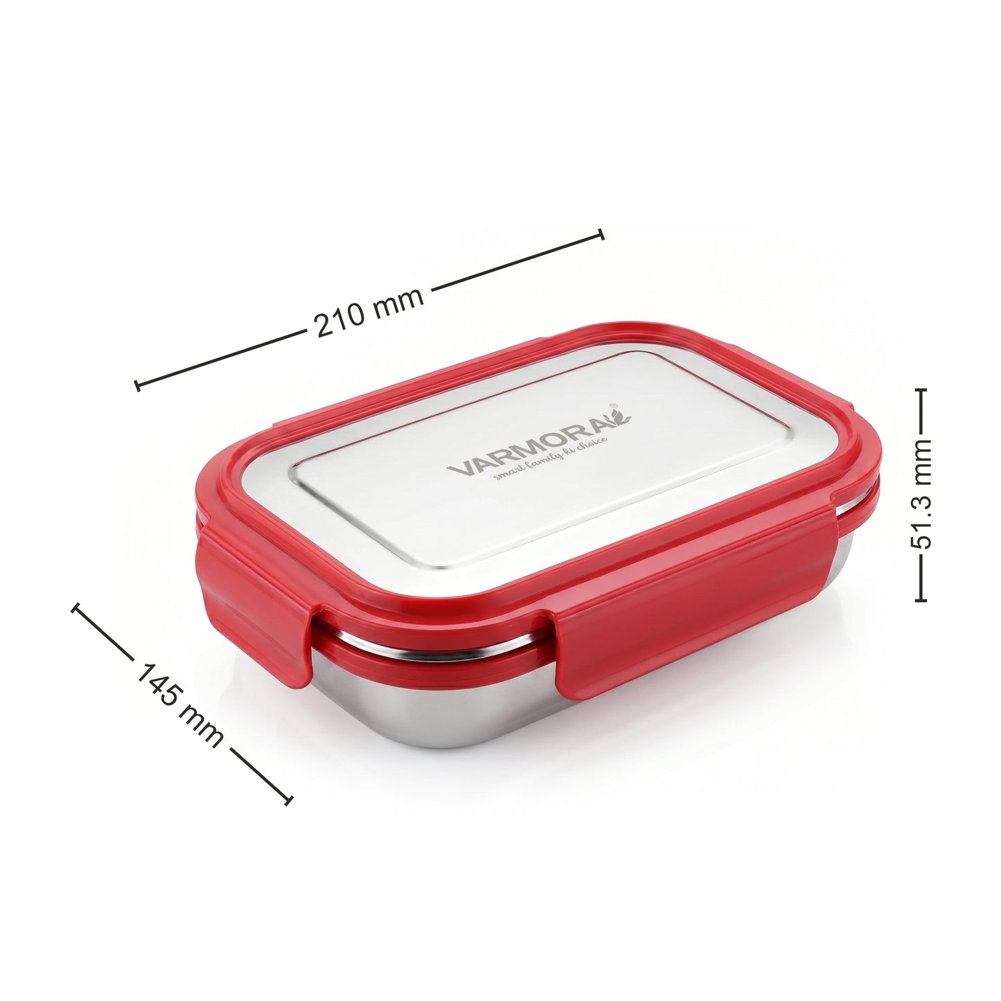 Varmora Stainless Steel Kids Lunch Box with Plastic Lid - BPA-free, FDA-approved Material, Airtight & Leak - Proof Design, Set of 1