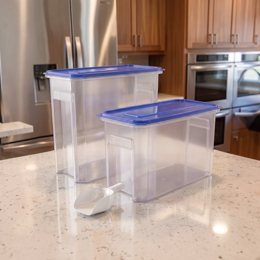 Varmora Smart Storage - Plastic Storage Containers, Rectangular Shape, Transparent Body, Airtight, BPA-Free, 10 KG, 15 KG