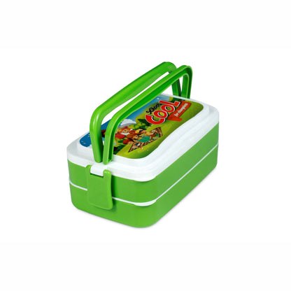 Varmora Flat Lunch Box - Printed Insulated Lunch Box with Handle, 100% Virgin Plastic, Food Grade & Leak Proof