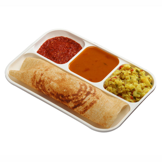 Varmora Rectangle Partition Plate - 4 Section Divided Plate, 100% Virgin Plastic, Unbreakable & Food Grade