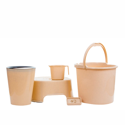 Varmora Balti Accessories Set - 5 Pcs Bathroom Set with Bucket, Dustbin, Stool, Mug & Soap Dish, 100% Virgin Plastic