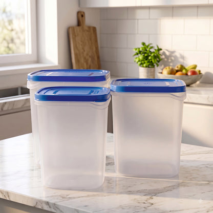 Varmora Glory Square Container – Air-Tight Lid, Transparent, Space-Efficient, 100% Food-Grade Plastic (5 Ltr / 7 Ltr / 10 Ltr)