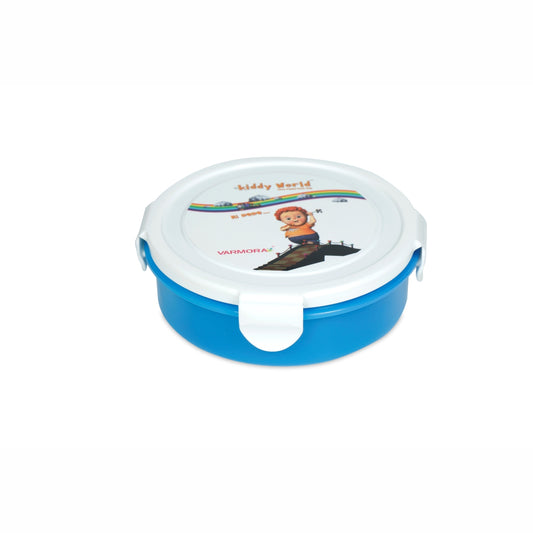 Varmora Wonder Lunch - Printed Round Lunch Box with Locking Clips, 100% Virgin Plastic, Food Grade & Airtight