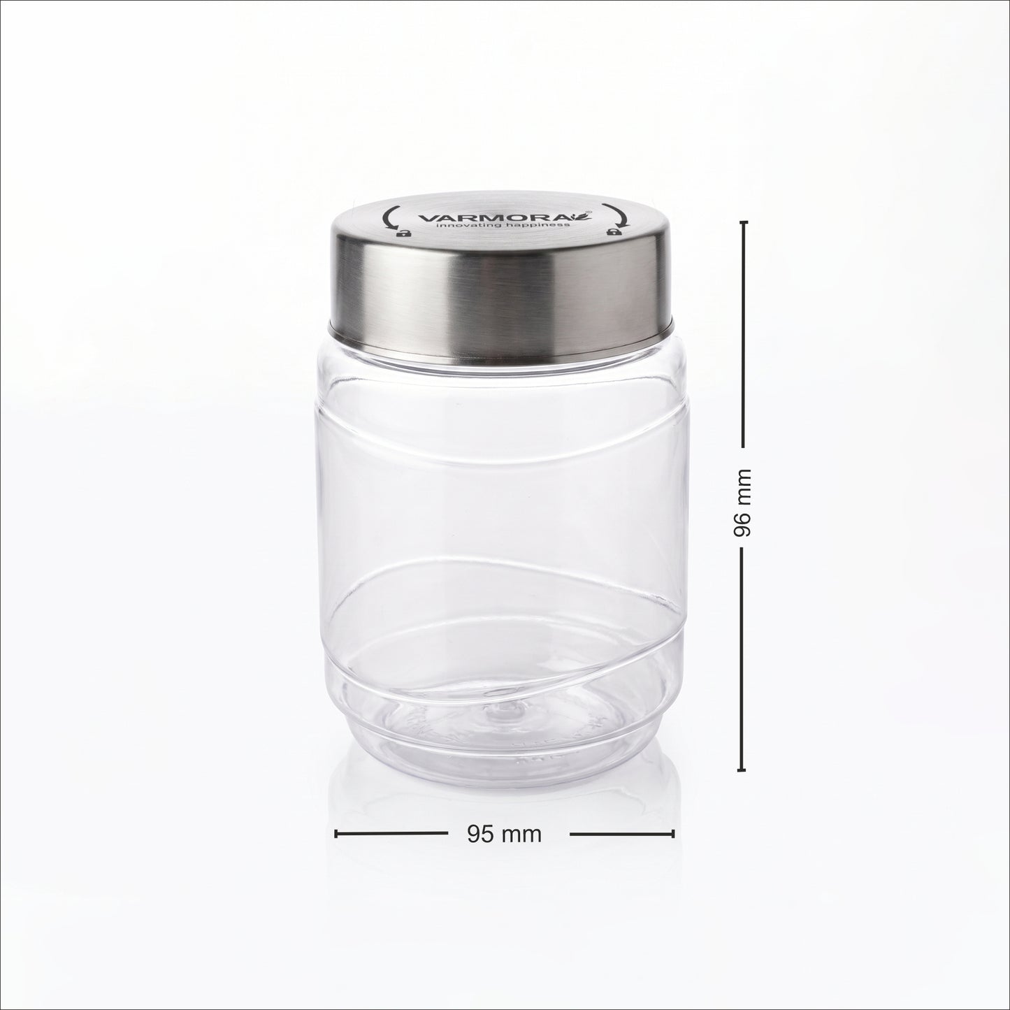Varmora SS Store N Stack - Plastic Container For Kitchen, Air-Tight Steel Lid, Ideal for Storing Daal, Spices & Condiments, 750 ML, Set of 3