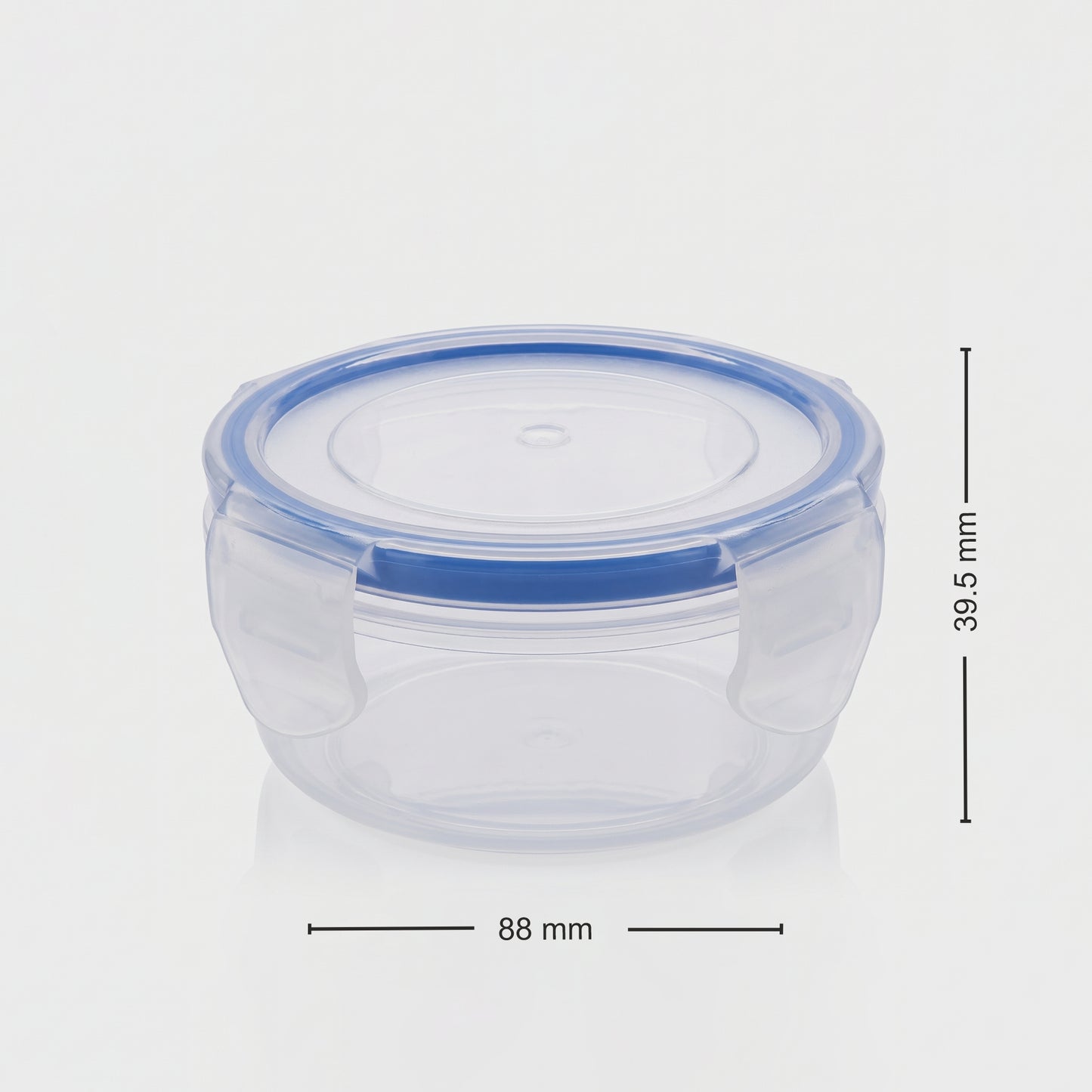 Varmora Clamp It - Transparent Round Plastic Container, Set of 4, 100 ML, Air-Tight Lid, Stackable & BPA Free, Food-Grade Material