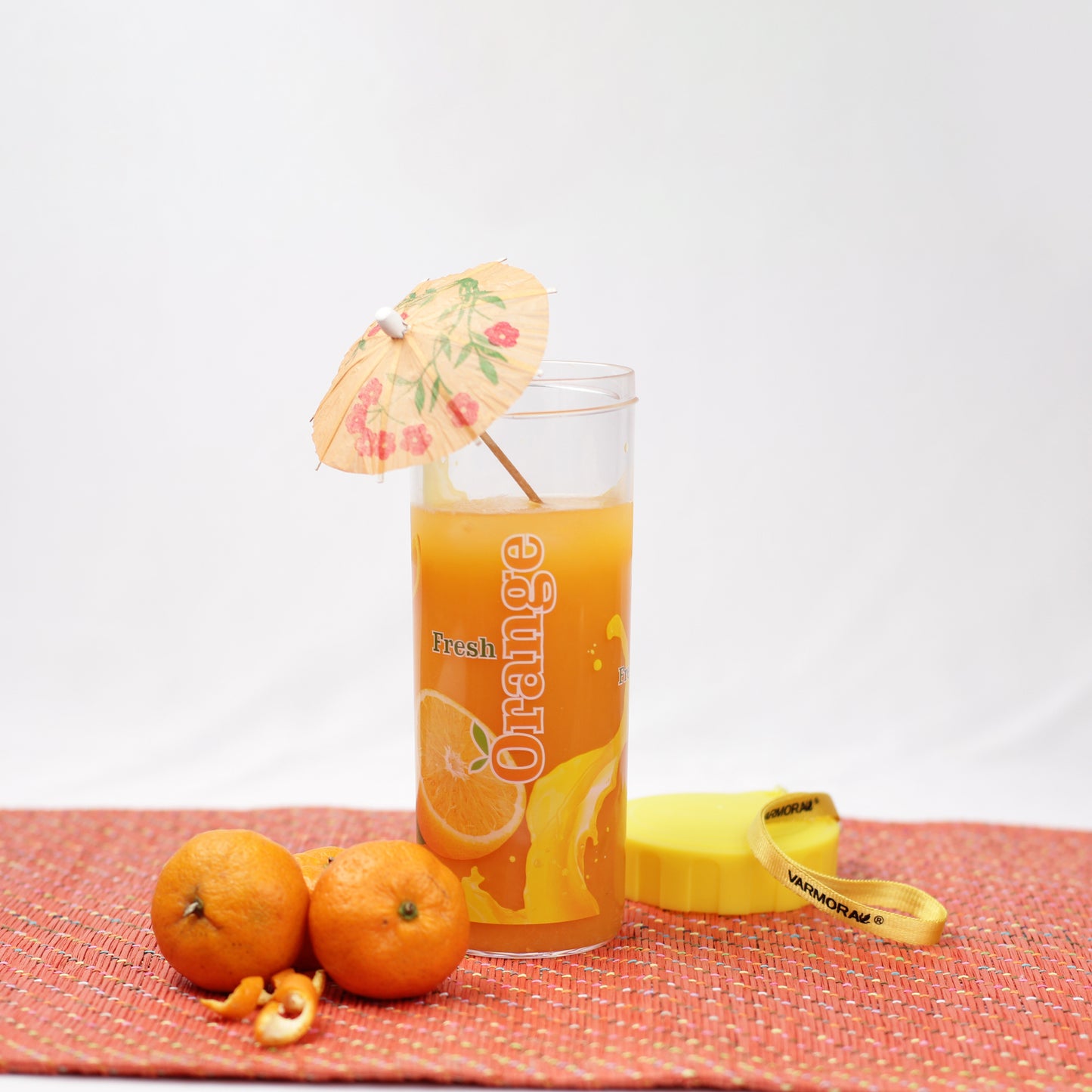 Varmora Sparkle Buddy - Printed Water Glass with Strap, 450 ml, 100% Virgin Plastic, Unbreakable & Food Grade