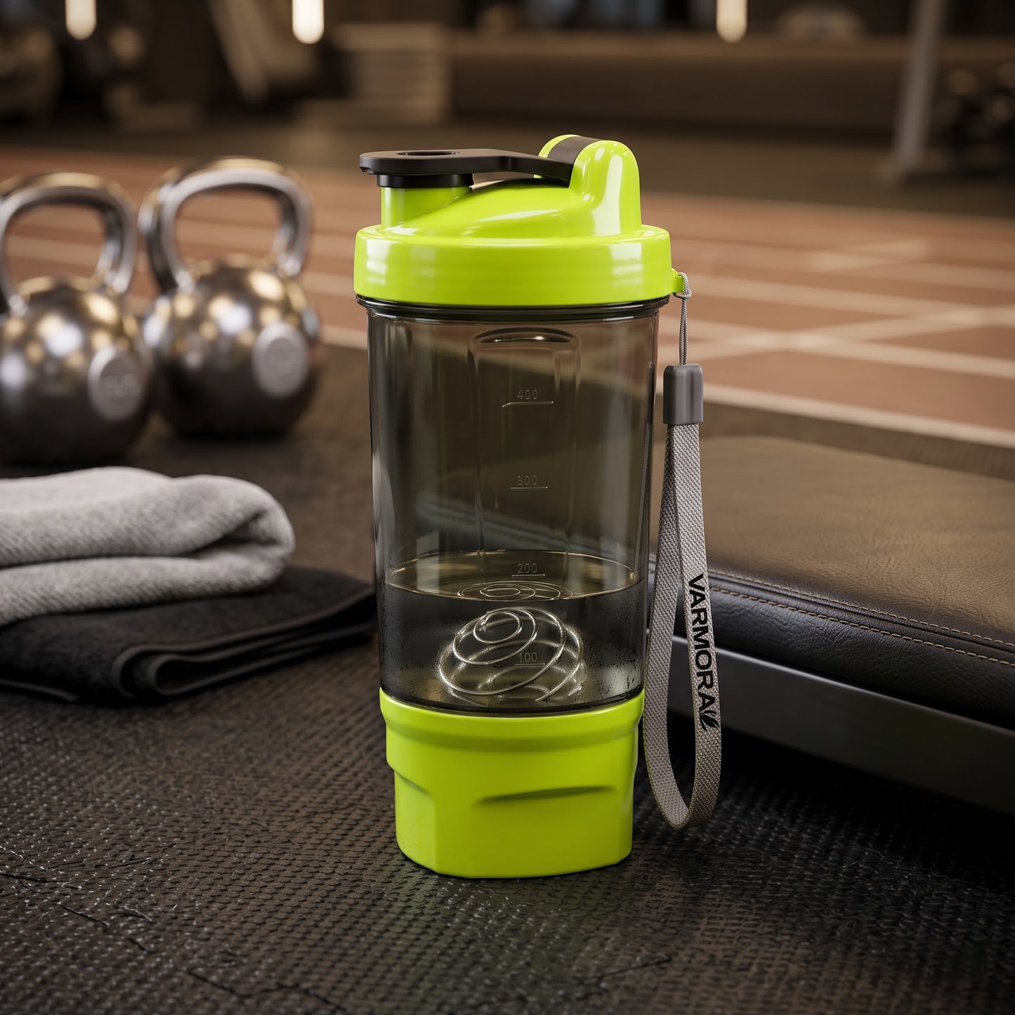 Varmora Protein Shaker For Gym - BPA Free, Food Grade Plastic, Stainless Steel Blender, 575 ml