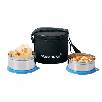 Varmora SS Executive Lunch - 2 Tier Stainless Steel Lunch Box with Insulated Bag, Food Grade & Leak Proof