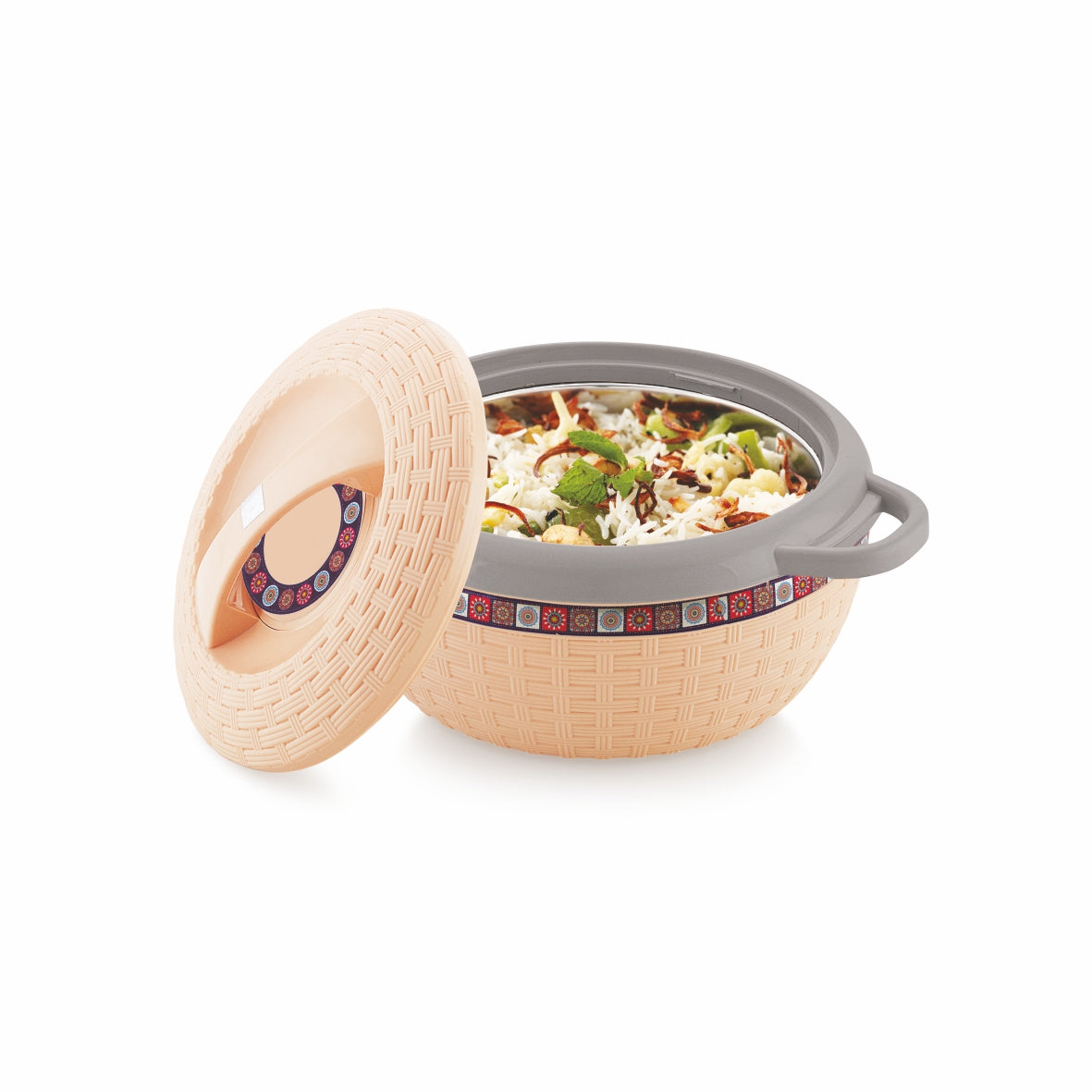 Varmora Breeza Casserole - Insulated Hot Pot with Steel Finish Lid, 100% Virgin Plastic, Keeps Food Warm for Longer