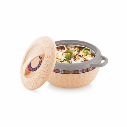 Varmora Breeza Casserole - Insulated Hot Pot with Steel Finish Lid, 100% Virgin Plastic, Keeps Food Warm for Longer