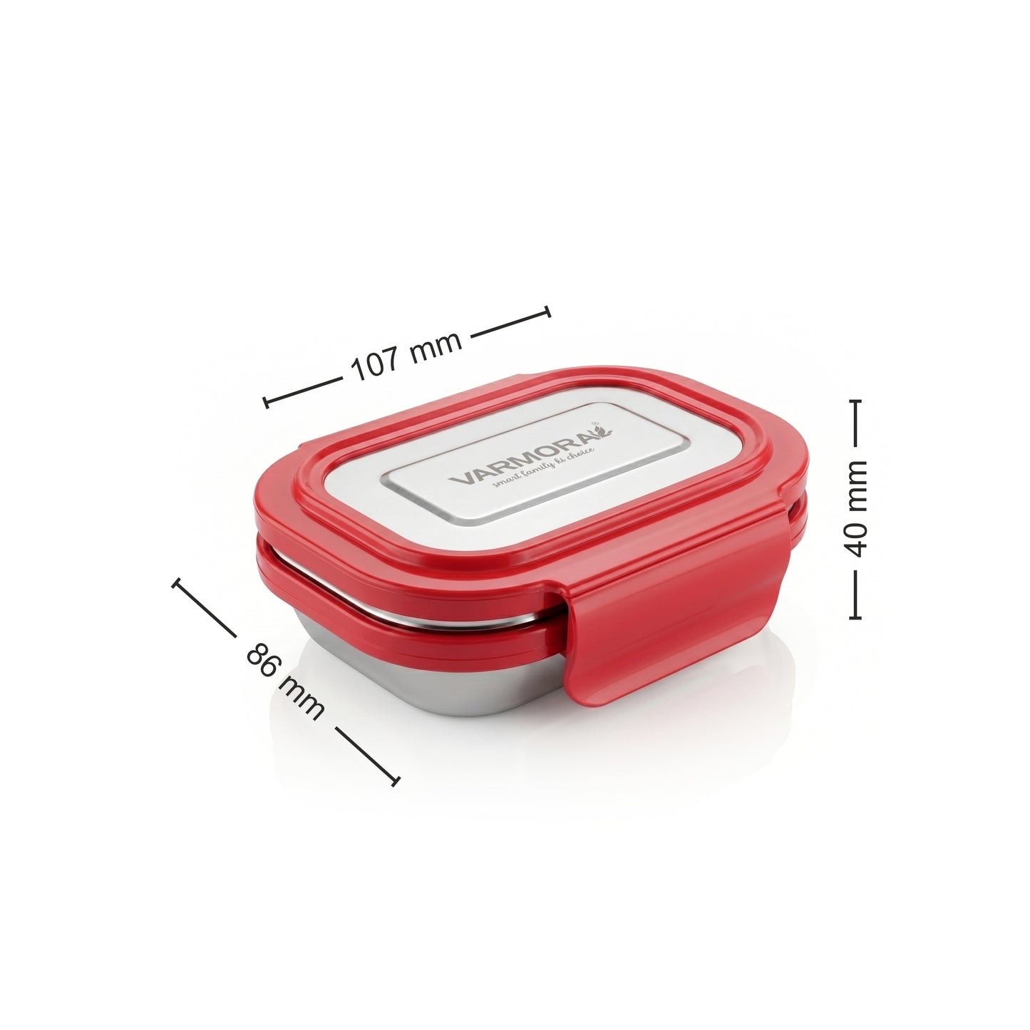 Varmora Stainless Steel Kids Lunch Box with Plastic Lid - BPA-free, FDA-approved Material, Airtight & Leak - Proof Design, Set of 1
