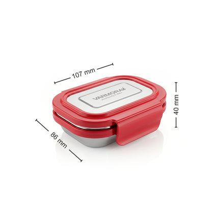 Varmora Stainless Steel Kids Lunch Box with Plastic Lid - BPA-free, FDA-approved Material, Airtight & Leak - Proof Design, Set of 1