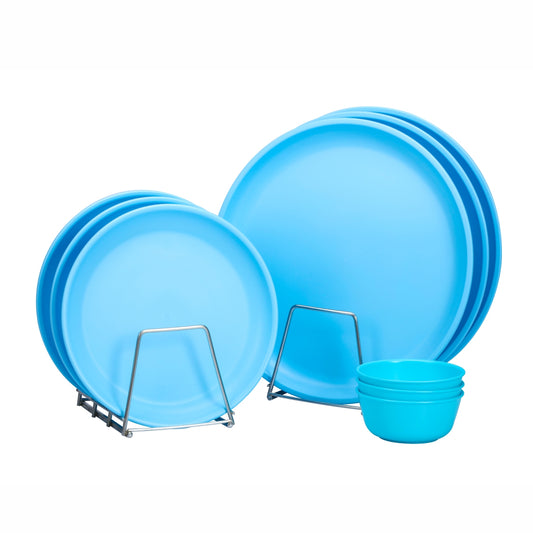 Varmora Dinner Set - 9 Pcs Set with Dinner Plates, Quarter Plates & Bowls, 100% Virgin Plastic