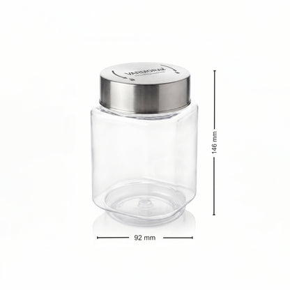 Varmora SS Store N Stack Square - Plastic Container For Kitchen, Air-Tight Steel Lid, Ideal for Storing Daal, Spices & Condiments, 850 ML, Set of 3