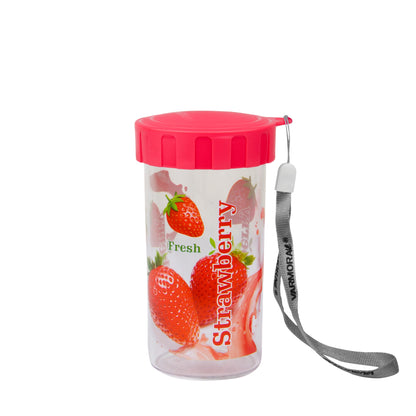 Varmora Sparkle Buddy - Printed Water Glass with Strap, 450 ml, 100% Virgin Plastic, Unbreakable & Food Grade