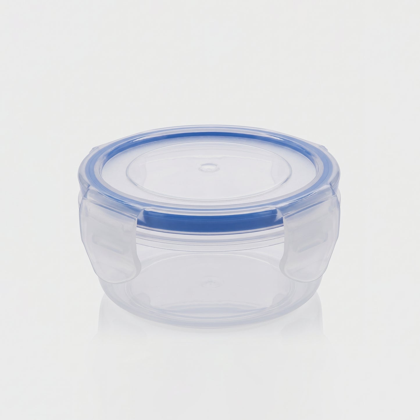 Varmora Clamp It - Transparent Round Plastic Container, Set of 4, 100 ML, Air-Tight Lid, Stackable & BPA Free, Food-Grade Material