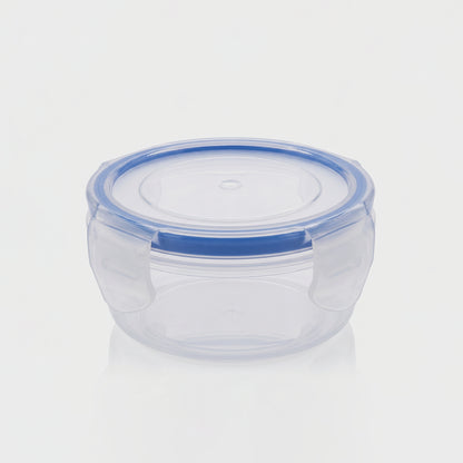 Varmora Clamp It - Transparent Round Plastic Container, Set of 4, 100 ML, Air-Tight Lid, Stackable & BPA Free, Food-Grade Material