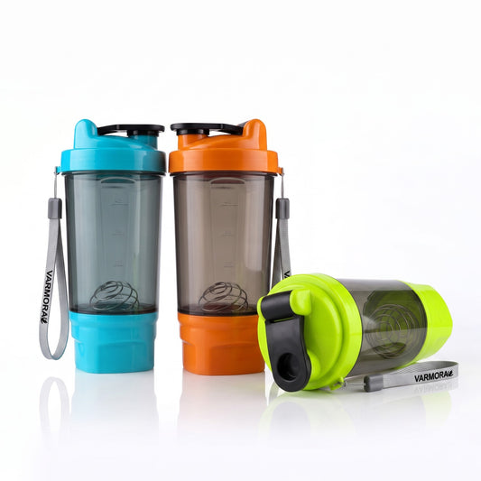 Varmora Protein Shaker For Gym - BPA Free, Food Grade Plastic, Stainless Steel Blender, 575 ml