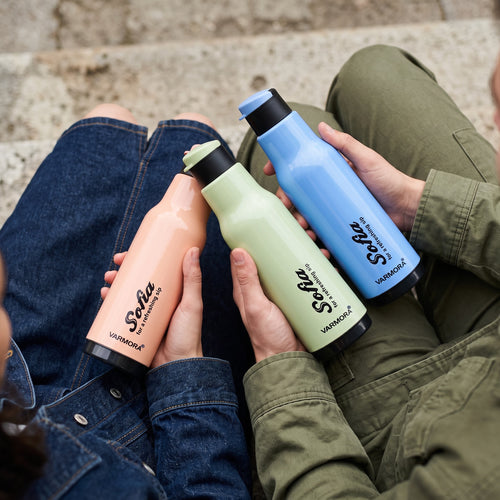 Varmora Sofia - Insulated Water Bottle, Plastic Inner, 100% Virgin Plastic, warm & Cold Compatible, BPA Free