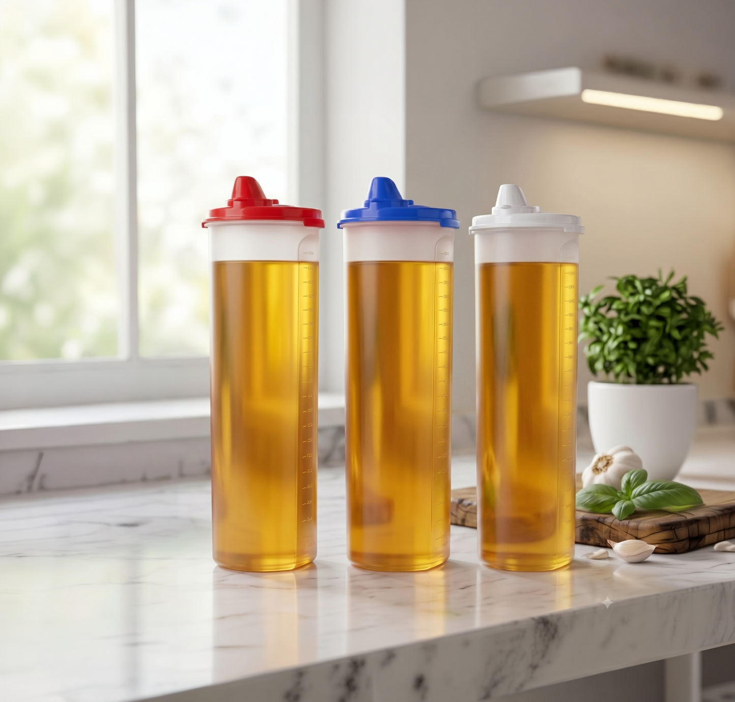 Varmora Oil Can - Plastic Oil Container, Leak Proof, Food-Grade Material, FDA Approved & BPA-Free, 440 ML, 650 ML