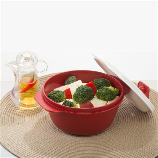 Varmora Microwave Delight 1000 Ml - Insulated Casserole Set with Steam Vent Lid, 100% Virgin Plastic, Microwave Safe