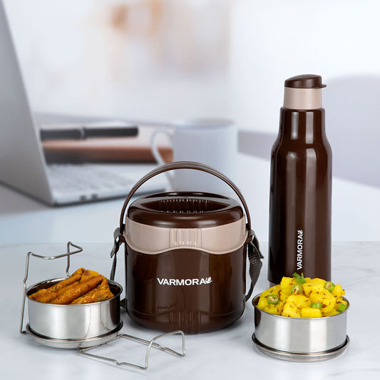 Varmora Orbit Lunch 2 + Sofia 600 - Leak-Proof Container, Insulated Outer, 100% Food Grade