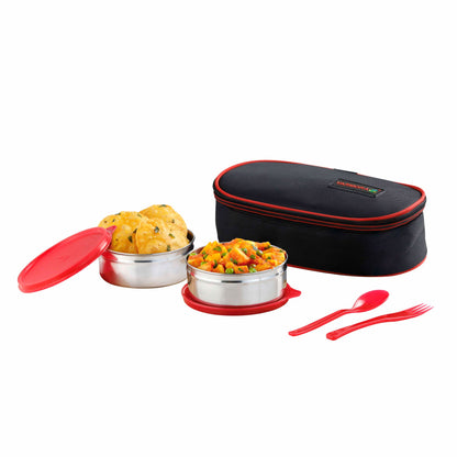 Varmora Xtra Fresh - Rectangular Lunch Box with Small Container, 100% Virgin Plastic, Food Grade & Leak Proof