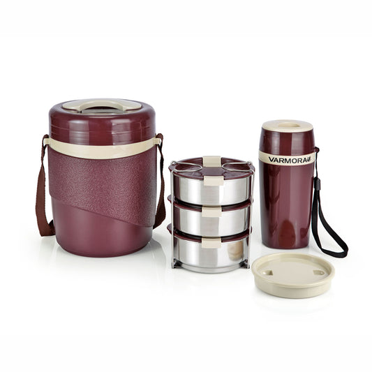 Varmora Aqua Optima 300 ml + Hot & Smart 3 - Leak-Proof Container, Insulated Outer, 100% Food Grade