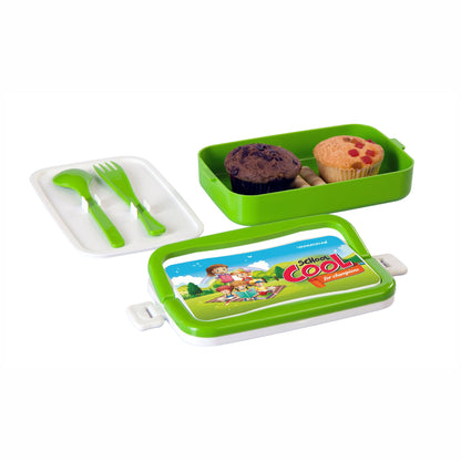 Varmora Flat Lunch Box - Printed Insulated Lunch Box with Handle, 100% Virgin Plastic, Food Grade & Leak Proof