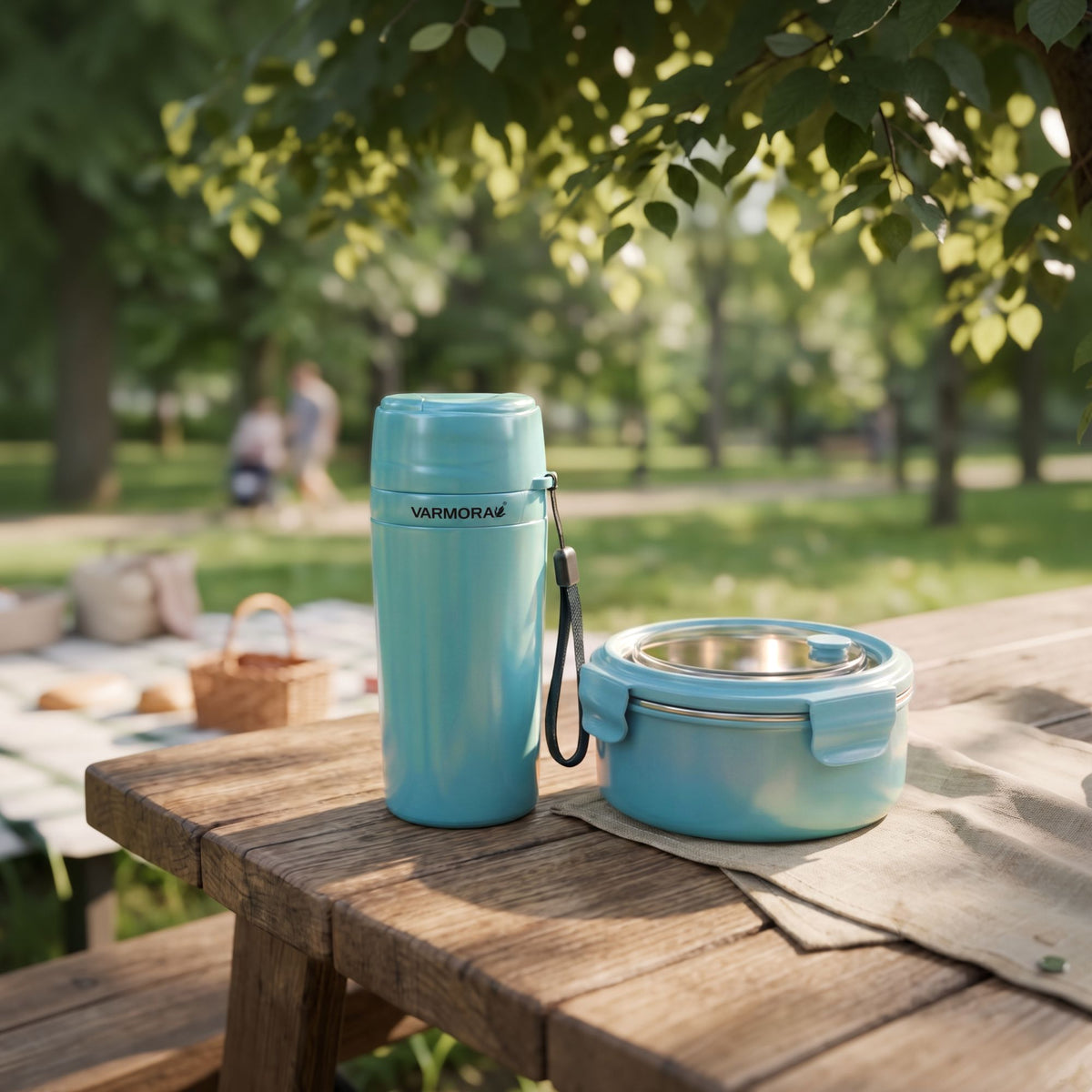 Varmora Uniq Lunch & Aqua Optima 300 ml - Leak Proof Container, Insulated Outer, 100% Food Grade