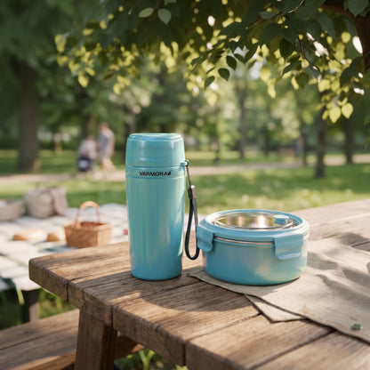 Varmora Uniq Lunch & Aqua Optima 300 ml - Leak Proof Container, Insulated Outer, 100% Food Grade