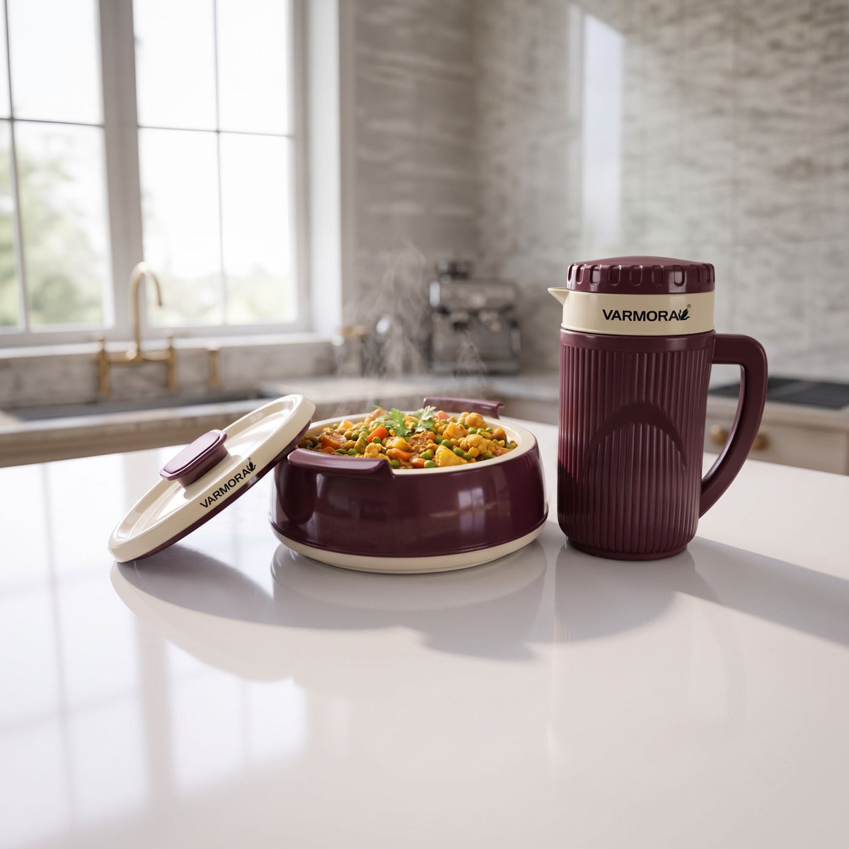 Varmora Tea Mate 1200 ml & Roma 1600 - Leak Proof, Insulated, 100% Food Grade