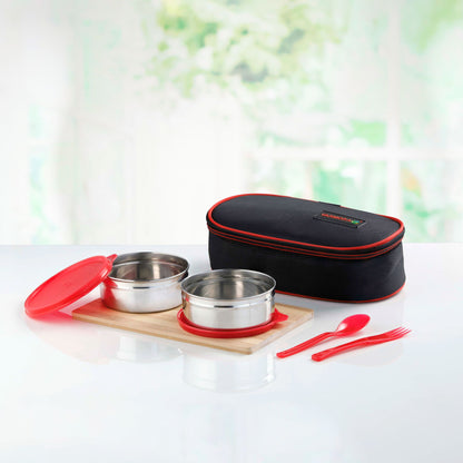 Varmora Xtra Fresh - Rectangular Lunch Box with Small Container, 100% Virgin Plastic, Food Grade & Leak Proof
