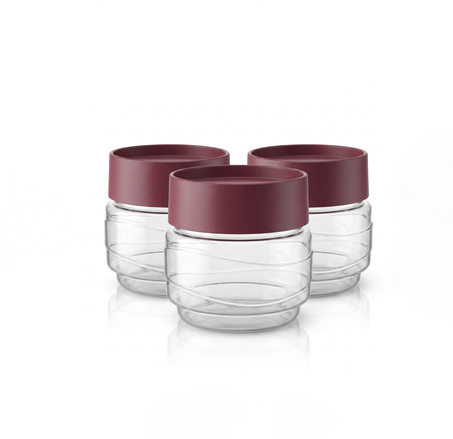 Varmora Store N Stack Round  500ml - Set of 3, Round, Dry Storage Plastic Containers, Easy-Open Airtight Lid, Space-Saving Design, Transparent Plastic Canisters