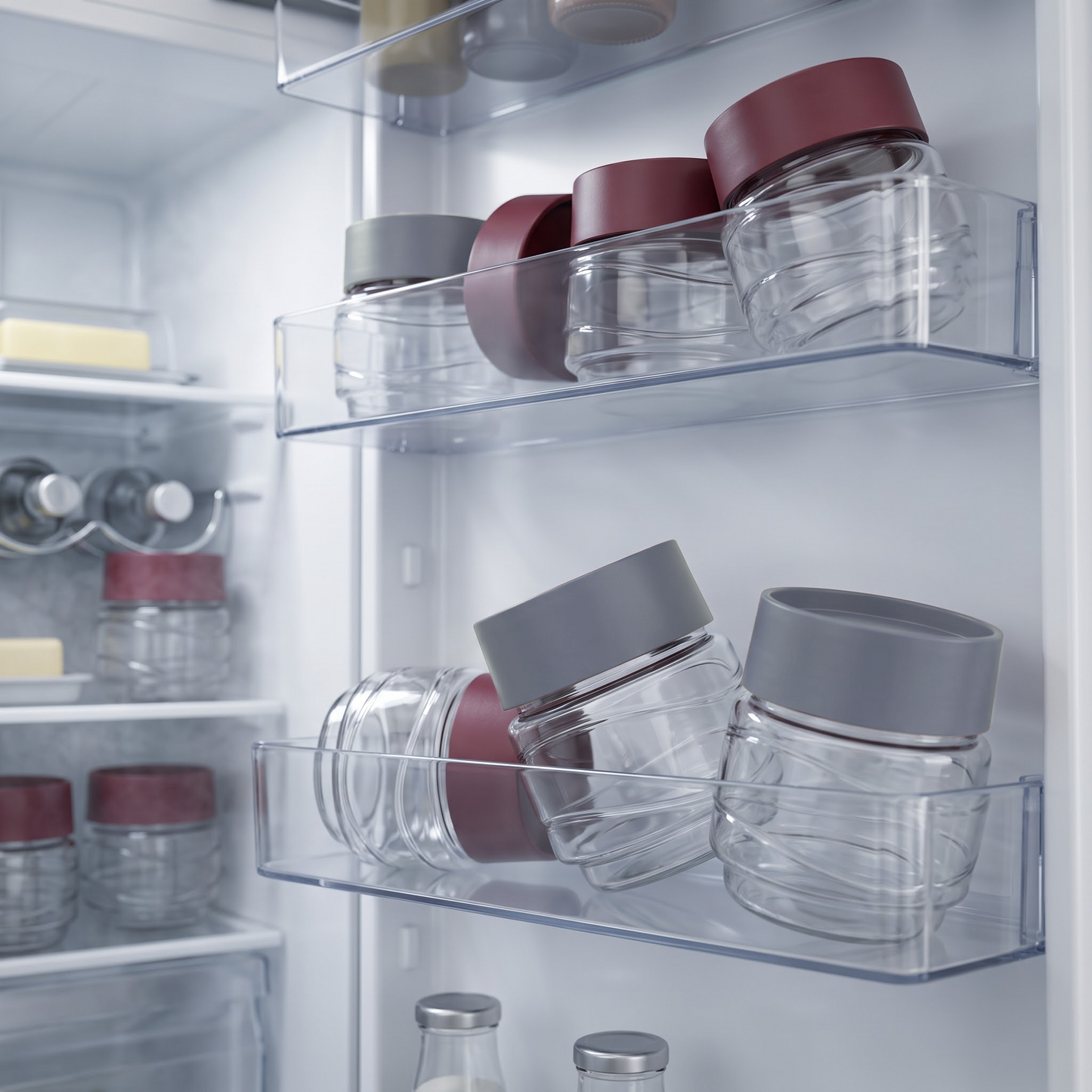 Varmora Store N Stack Round  500ml - Set of 3, Round, Dry Storage Plastic Containers, Easy-Open Airtight Lid, Space-Saving Design, Transparent Plastic Canisters