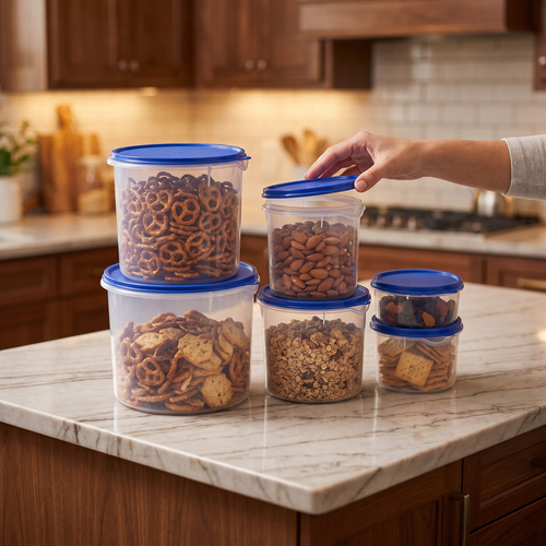 Varmora Magnum Round - Full Set (6 Pcs), Air-Tight Plastic Storage Containers, Food-Grade Plastic