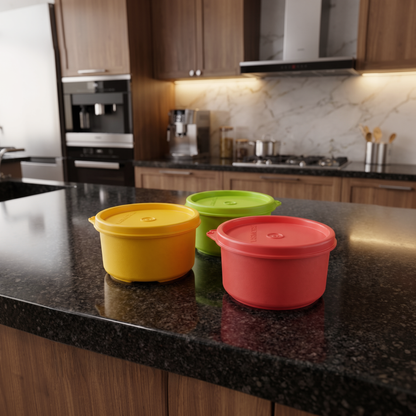 Varmora Magnum Bowl 230 ml - Set of 3, Small Plastic Containers, Air- Tight Lids, BPA-Free, Food-Grade Material
