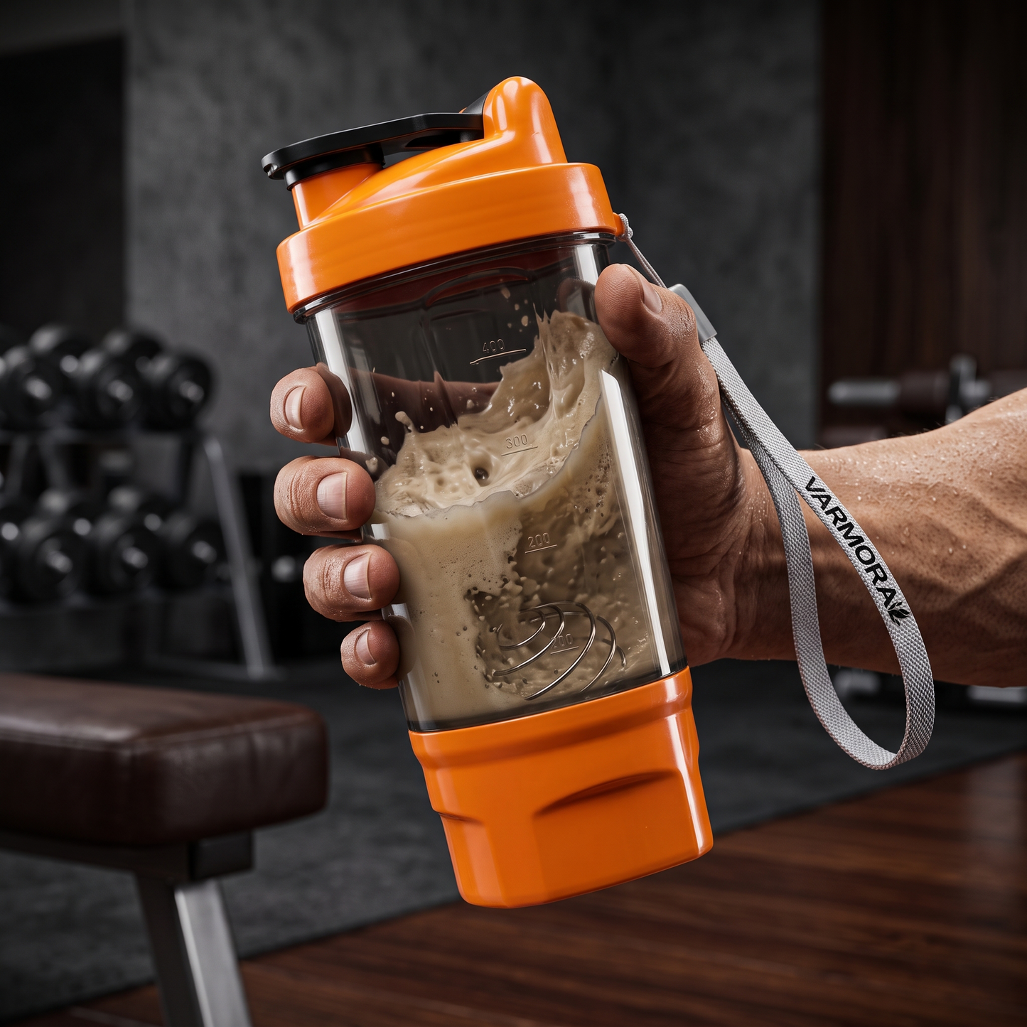 Varmora Protein Shaker For Gym - BPA Free, Food Grade Plastic, Stainless Steel Blender, 575 ml