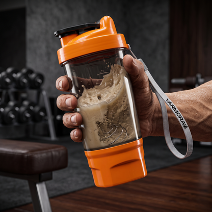 Varmora Protein Shaker For Gym - BPA Free, Food Grade Plastic, Stainless Steel Blender, 575 ml
